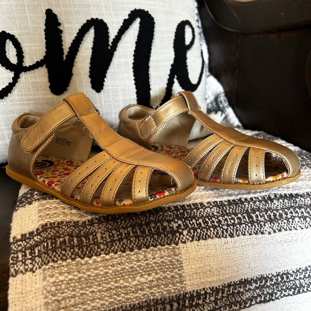 Livie & Luca Girls Gold Leather Sandals - Size 13
